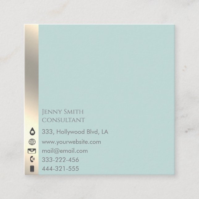 Minimalist simple professional gold stripe square business card (Front)