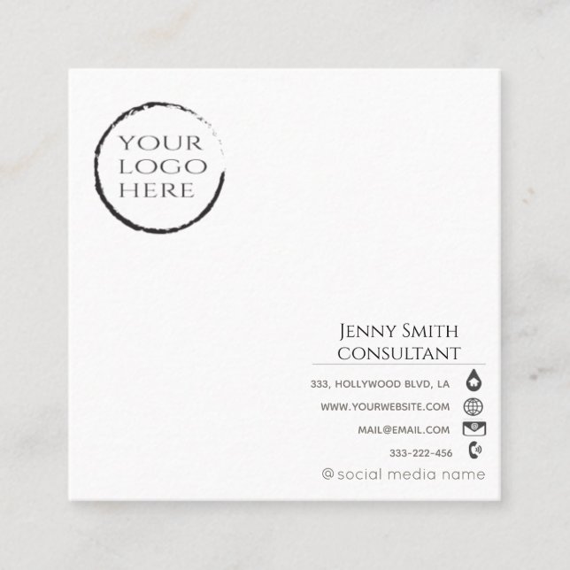 Minimalist simple professional logo square business card (Front)