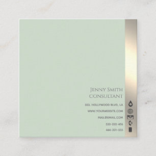 Minimalist simple professional neo mint gold square business card