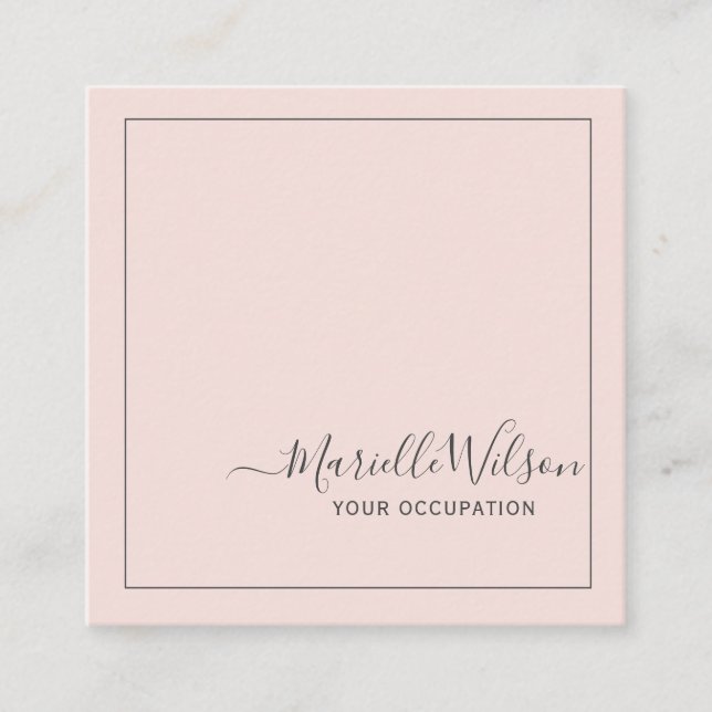 Minimalist Simple Professional Typography Rose Square Business Card (Front)