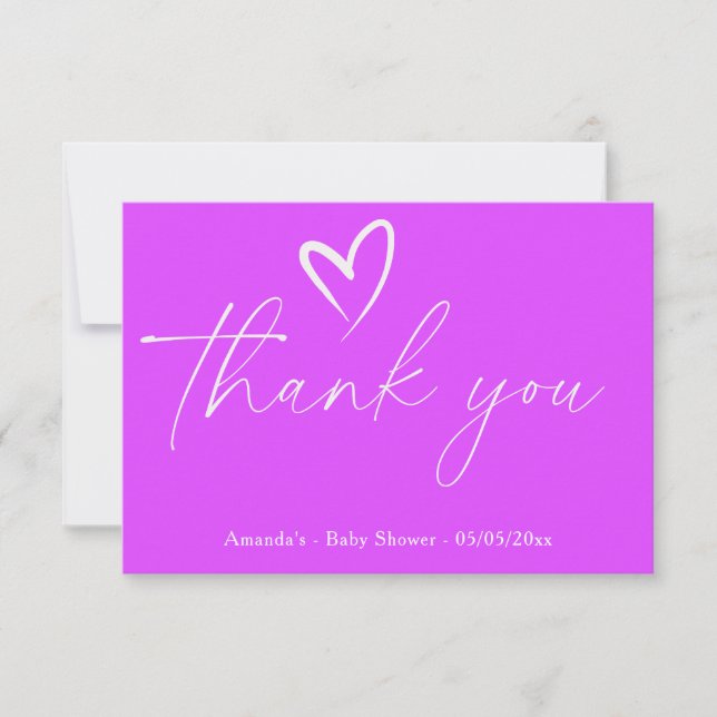 Minimalist Simple Purple Baby shower thank you Card (Front)