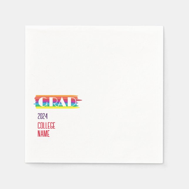 Minimalist simple rainbow graduate  napkin (Front)