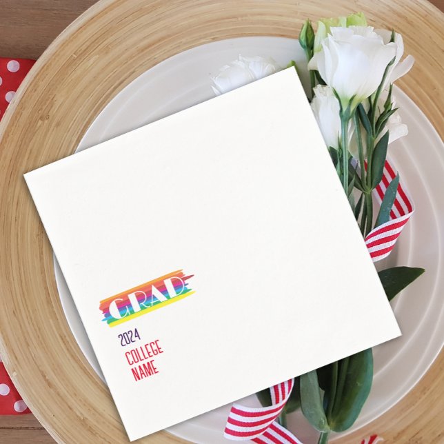Minimalist simple rainbow graduate  napkin (Creator Uploaded)