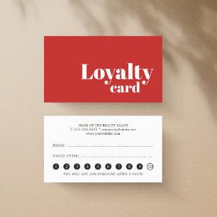 Minimalist Simple Red White Bold Loyalty Card