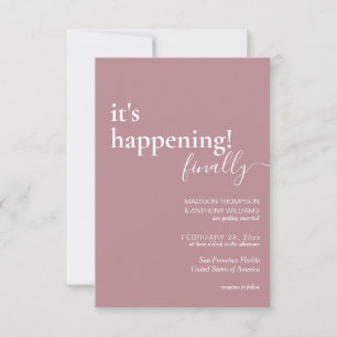 Minimalist Simple Rise Pink Photo Wedding Invitation