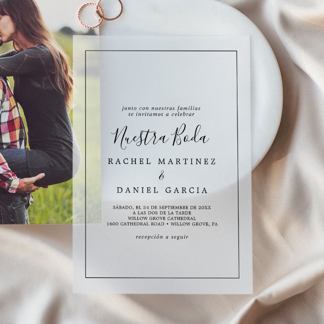 Minimalist Simple Romantic Classic Spanish Wedding Vellum Invitations (Minimalist Simple Romantic Classic Spanish Wedding Vellum Invitations)