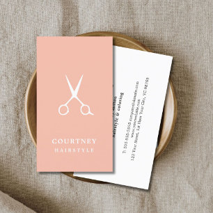 Minimalist Simple Rose and White Hair Stylist Business Card