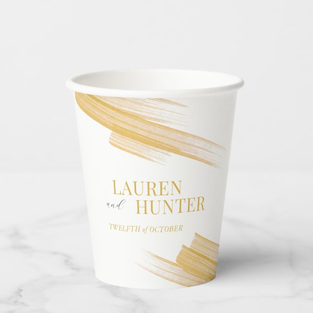 Minimalist simple sandy ink lines wedding paper cups (Front)
