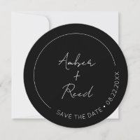 Minimalist Simple Script Black Round Circle Save T