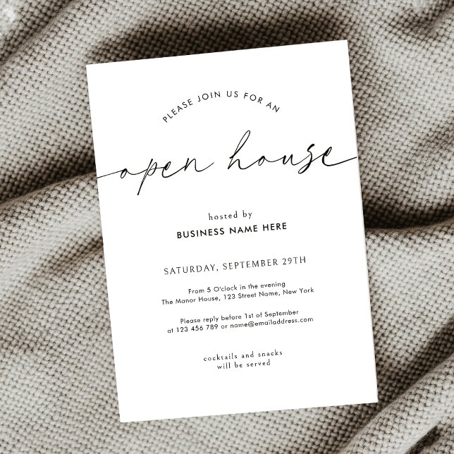 Minimalist Simple Script Business Open House Invitation (Creator Uploaded)