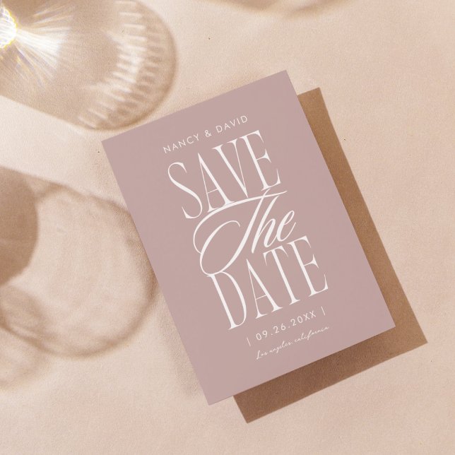 Minimalist Simple Script Dusty Rose Wedding  Save The Date (Creator Uploaded)