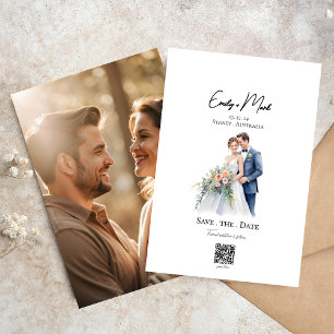 Minimalist simple script Photo Save the date Invitation