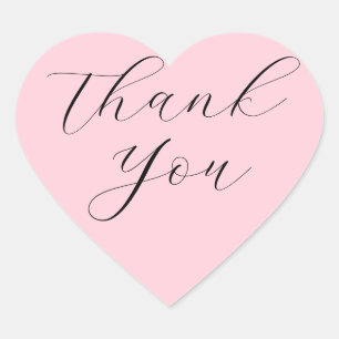 Minimalist Simple Script Thank You Business Pink Heart Sticker