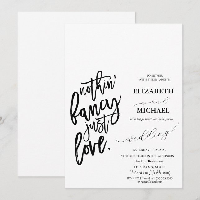 Minimalist Simple Script Wedding Invitation (Front/Back)