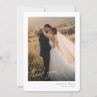 Minimalist Simple Script Wedding Photo Thank You Card