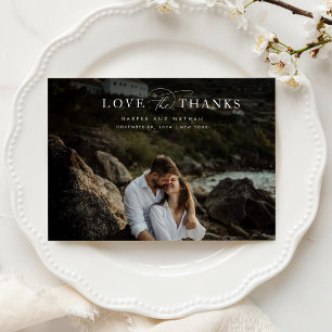 Minimalist Simple Script Wedding Photo Thank You Card
