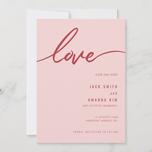 Minimalist Simple Script Wedding save the date (Front)