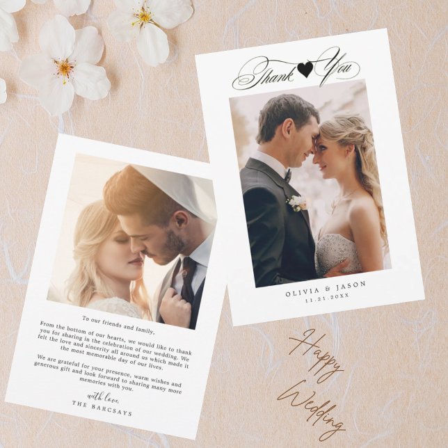 Minimalist Simple Script with Heart Wedding Photo  Invitation (Creator Uploaded)