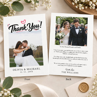 Minimalist Simple Script with Heart Wedding Photo Invitation