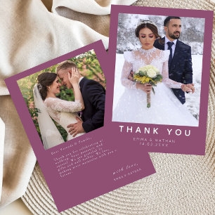 Minimalist Simple Script with Heart Wedding Photo  Thank You Card