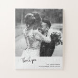 Minimalist Simple Script with Wedding Photo  Jigsaw Puzzle<br><div class="desc">This Wedding Thank you card is the perfect match from the same collection. The modern design features classic blush pink colour and modern typography mixed with elegant calligraphy .</div>