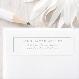 Minimalist Simple Silver Grey Square Border Label
