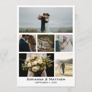 Minimalist Simple Six Photo Wedding Thank you Card