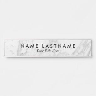 Minimalist Simple Sleek Grey White Marble Custom Door Sign