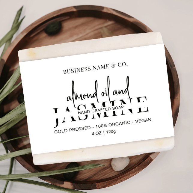 Minimalist Simple Soap Bar Bellyband Wrap Label (Minimalist soap bar belly band style label in black and white with space for ingredients)