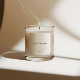 Minimalist Simple Soy Candle Black White Label