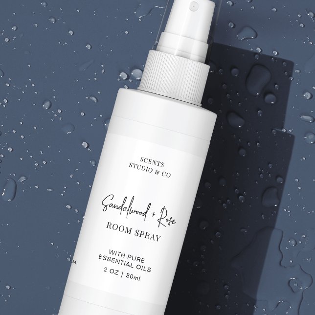 Minimalist Simple Spray Bottle Waterproof Product Food Label (Waterproof spray and cosmetic bottle wrapper label in minimalist black & white fully editable design)