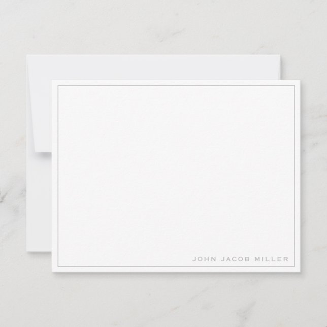 Minimalist Simple Square Border Silver Grey Card (Front)