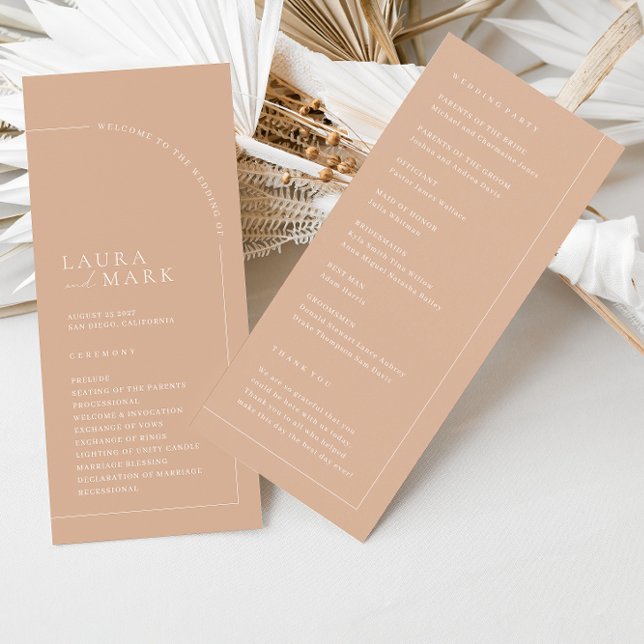 Minimalist Simple Tan Wedding Ceremony Programs (Creator Uploaded)