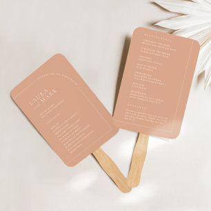 Minimalist Simple Tan Wedding Ceremony Programs Hand Fan