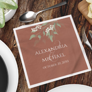 Minimalist Simple Terracotta Calligraphy Wedding  Napkin