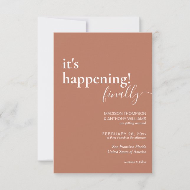 Minimalist Simple Terracotta Photo Wedding Invitation (Front)