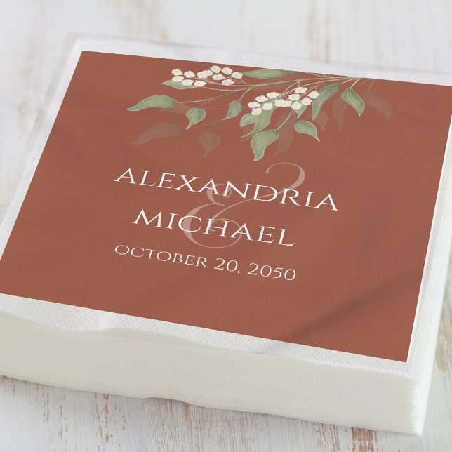 Minimalist Simple Terracotta  Wedding Calligraphy Napkin (Creator Uploaded)
