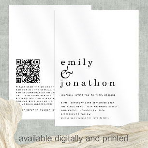 Minimalist Simple Text QR Code Any Colour Wedding Invitation