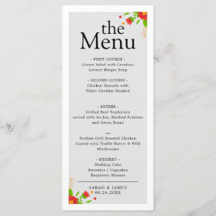 Minimalist Simple Trendy Modern Floral Dinner Menu
