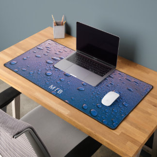 Minimalist Simple Two Monogram Purple Water Drop Desk Mat