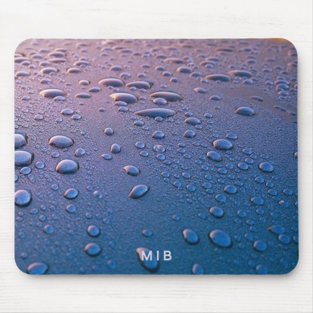 Minimalist Simple Two Monogram Purple Water Drop Mouse Mat (Front)