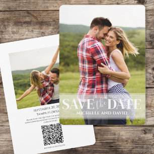 Minimalist Simple Two Photo QR Code Website Save The Date