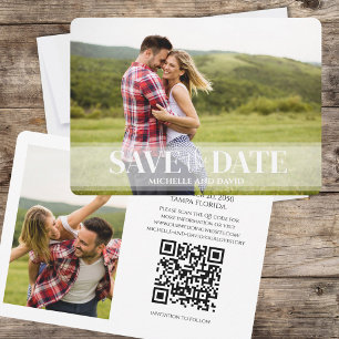 Minimalist Simple Two Photo QR Code Website Save The Date
