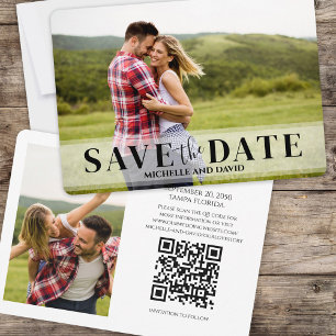 Minimalist Simple Two Photo QR Code Website Save The Date