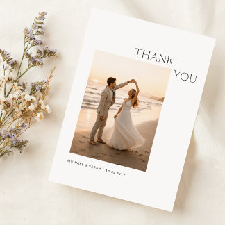 Minimalist Simple Typography Wedding Photo Thank You Card