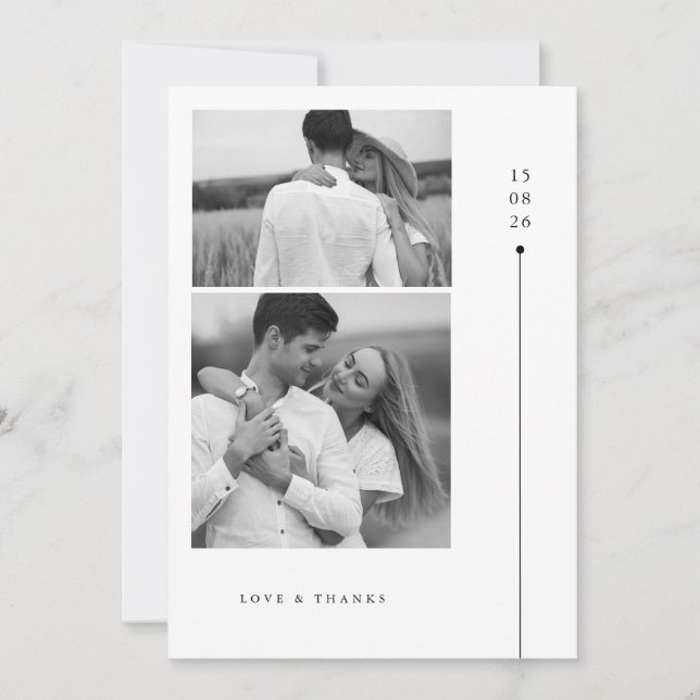 Minimalist Simple Typography Wedding Photo  Thank You Card (Front)