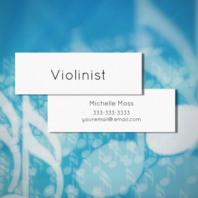 Minimalist Simple Violinist Black White Music  Mini Business Card (Creator Uploaded)
