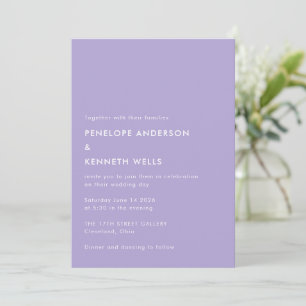 Minimalist Simple Wedding Basic Lavender Purple Invitation