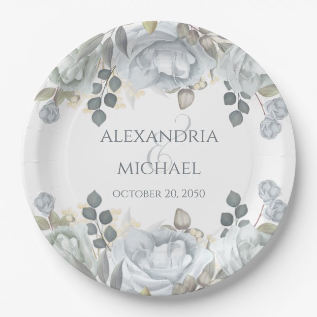 Minimalist Simple Wedding Calligraphy Template Pap Paper Plate (Front)