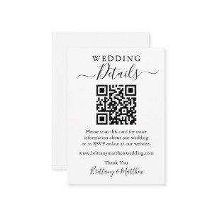 Minimalist Simple Wedding Details Website QR  Enclosure Card